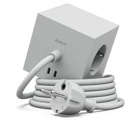 Multiprise Cube USB AVOLT Square 1 - Organisez Vos Prises sur Le Bureau grâce à sa Base Magnétique - 3 Prises et Ports USB - Bloc Multiprise Design pour Bureau et Maison (Gotland Grey, USB-C 1.8m)