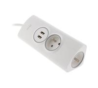 Otio - Multiprise d'angle 2P 16A + 2 USB précâblée - Blanc