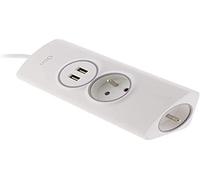 Multiprise d'angle 2P 16A + 2 USB précâblée - Blanc - Otio