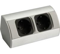 multiprise d'angle 2x 230V aluminium argent/noir