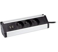 Multiprise d'angle 3 prises + 2 USB et support pour tablette-Blanc/Noir-