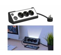 Multiprise d'angle 3 prises avec 2 ports USB et veilleuse LED Revolt