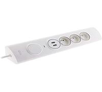 Multiprise d'angle 3P 16A + 1P 16A latérale + 2 USB parafoudre précâblée - Blanc - Otio