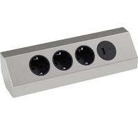 Multiprise d'angle 4x 3x 230V et 2x USB argent/noir