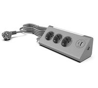 Multiprise d'angle à 3 Voies Northpoint avec Fonction veilleuse et capteur de crépuscule, Sortie USB et USB-C, câble de 140 cm (Gris)