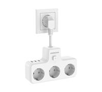 Multiprise de 3840W avec prise UE 2 ports USB-A et prise de charge rapide Type-C adaptateur de prise électrique 250V 16A avec câble d'extension-3 USB 3AC
