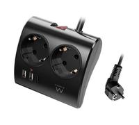 Ewent Multiprise de bureau EW3871 2 USB-A / 1 USB-C 1,5 m Noire