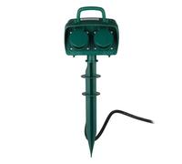 Multiprise de jardin à 4 voies - Vert - Câble de 3 m - Avec pic de jardin