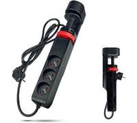 Multiprise de table verticale FISHTEC 3 prises 3 ports USB interrupteur central fixation mâchoire réglable câble 150 cm bureau Noir G