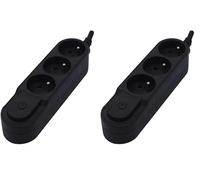 Multiprise Design 3x16 ou 5x16A - Blanc ou Noir - Chacon (Noir, 3x16) (Lot de 2)