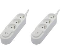 Multiprise Design 3x16A + Interrupteur et fiche Plate - Chacon (Lot de 2)