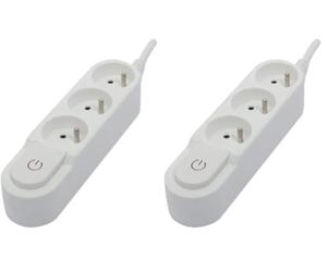 Multiprise Design 3x16A + Interrupteur et fiche Plate - Chacon (Lot de 2)