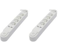 Multiprise Design 5x16A + 2 USB - 1.5 ou 3m - Noir ou Blanc - Chacon (Blanc, 3m) (Lot de 2)