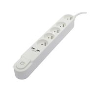 Multiprise Design 5x16A + 2xUSB 1,5m - blanc - Chacon