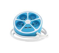 Chacon Bloc multiprise Cercle 4x16A USB A+C Bleu