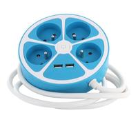 Bloc multiprise Cercle 4x16A USB A+C Bleu - Chacon