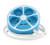 Bloc multiprise Cercle 4x16A USB A+C Bleu - Chacon