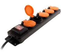 Multiprise d'extérieur avec interrupteur, 5 prises jusqu'à 3680 W Revolt