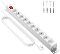 Multiprise Electrique 10 Prises, Multiprise Parafoudre 1050J, Prise Multiple et Interrupteur, 1.8M Rallonge Electrique, Aluminium Bloc Multiprise pour Salon/Bureau/Cuisine, 3680W/16A