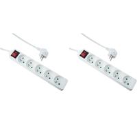 Multiprise Électrique 5 Prises Multiple Bloc Multiprise 5 Prises + Interrupteur, Rallonge Multiprises - 5P / 16A / 3G1Mm² - Blanc - Protection Enfant (Lot De 2)[DYB980050]