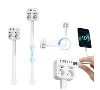 Multiprise Électrique avec interrupteur, 4 Prises et 3 USB-A/3 USB-C, 1500W Prise Multiple, 45-65 cm Rétractable, Rotation à 360°