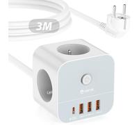 Multiprise Électrique Avec Usb C (Charge Rapide Pd 20 W), Cube Prise Multiple Avec Interrupteur (3680 W/16 A), 3 Prises Et 4 Ports Usb, Rallonge Électrique 3M[DYB980873]