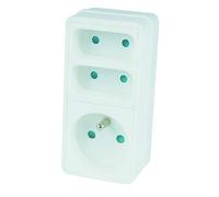 Multiprise Electrique Branchement Secteur - Multiprise Murale 3 Prises - Multiprise 3 Prises Compacte - Bloc Prise - Prise Multiple Murale - Triplites Façade 1x16A+2x6A - 120305 JP Outillage