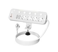 Multiprise Electrique de Table,Multiprise de Bureau 6 Prises,2M Câble,Blanc