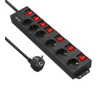 Multiprise électrique - DEWENWILS - 6 prises + 2 ports USB + interrupteurs individuels - 16A/3680W - Câble 2 m