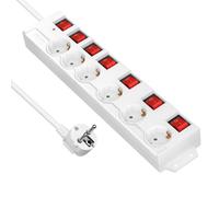Multiprise électrique - DEWENWILS - Multiprise 6 prises + interrupteurs individuels - 16A/3680W - Câble 2 m - Parafoudre/surtension