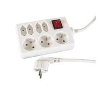 Perel Multiblock avec interrupteur, 4 prises Euro, 3 prises avec terre française (type E), 1,5 m, 3g1,5, intérieur, White