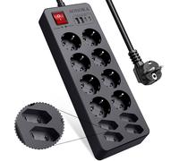 Multiprise Electrique Parafoudre 12 Prises avec USB C,Rallonge Multiprises électriques avec Interrupteur 12 Prise et 2 USB-C 2USB-A Chargeur,Murale Prise Multiple Protection Enfant Cable 1,5m,Noir