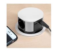 Multiprise - Emuca - Vertikal Push - 3 prises Schuko - 2 ports USB - Diamètre 100mm