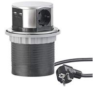 Multiprise encastrable Ø 100 mm avec 3 prises et 2 ports USB [Revolt]