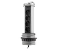 Otio, Multiprise Encastrable 4 Prises Schuko 16A Noir, Bloc Prise Design Compact et Élégant pour Bureau ou Cuisine, Installation Facile, Glissière Verticale, Puissance Max 3680W, Usage Intérieur