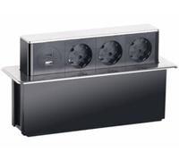 Multiprise encastrable avec 3 prises 230 V, 1 port USB et 1 port USB-C - Argent [Revolt]