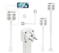 Multiprise encastrable avec Interrupteur et USB - 3 Ports USB-C & 4 Prises Schuko, Tige réglable en Hauteur (47-67 cm), Extensible pour Bureau, Cuisine, Home-Office