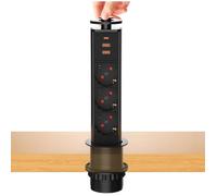 Multiprise Encastrable Bloc Prise Escamotable, Electrique 3 Prises Avec Usb C Et 2 Usb, Prise Plan De Travail Table, 4000W/16A, Ø