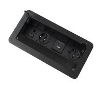 Multiprise encastrable bureau avec SCHUKO, USB (A+C), HDMI, Rj45 (Noir)