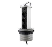Multiprise encastrable Cuisine 3 Prises Schuko 16A - Gris - Zenitech
