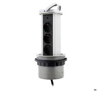 Multiprise encastrable de cuisine 3 prises Schuko 16A - Blanc/Noir - Zenitech