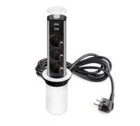 Multiprise encastrable - diamètre 60 mm - 3 prises + 2 connecteurs USB - connecteurs USB - blanc - Vertikal EMUCA