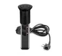 Multiprise encastrable - diamètre 60 mm - 3 prises + 2 connecteurs USB - noir - Vertikal EMUCA