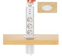 Multiprise Encastrable Multiprise 3 Prises avec 2 USB C PD20W - Bloc Escamotable