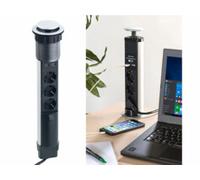 Multiprise encastrable pour bureau, 3 prises 230V + 2 USB Revolt
