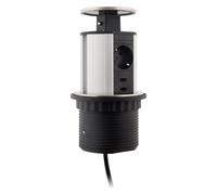 Otio Multiprise encastrable Schuko 3 prises + 2 USB Ø100m Blanc/Noir