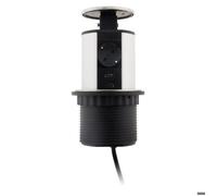 Multiprise encastrable Schuko 3 prises + 2 USB Ø100m - Blanc/Noir - Otio