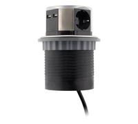 Multiprise encastrable Schuko 3 Prises + 2 USB-A - Blanc/Noir - Otio