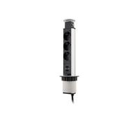 Multiprise encastrable Schuko 3x16A + 2 ports USB A - Blanc/Noir - Otio