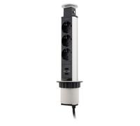 Multiprise encastrable Schuko 3x16A + 2 ports USB A - Blanc/Noir - Otio